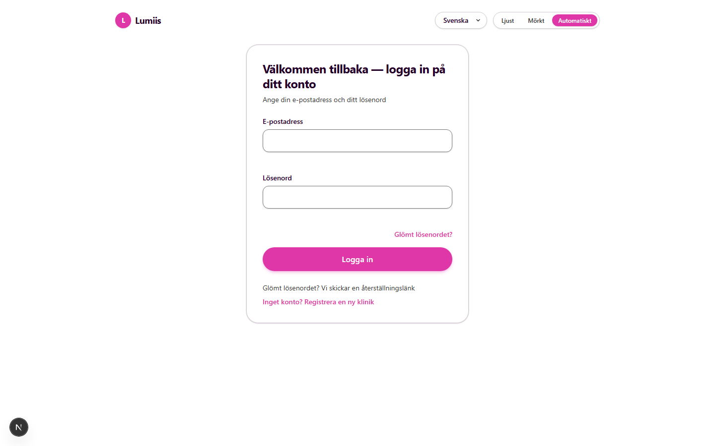 Swedish login page