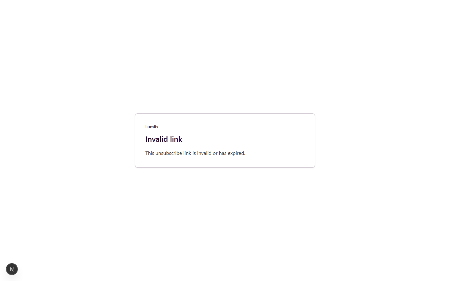 Unsubscribe public landing — invalid token, light